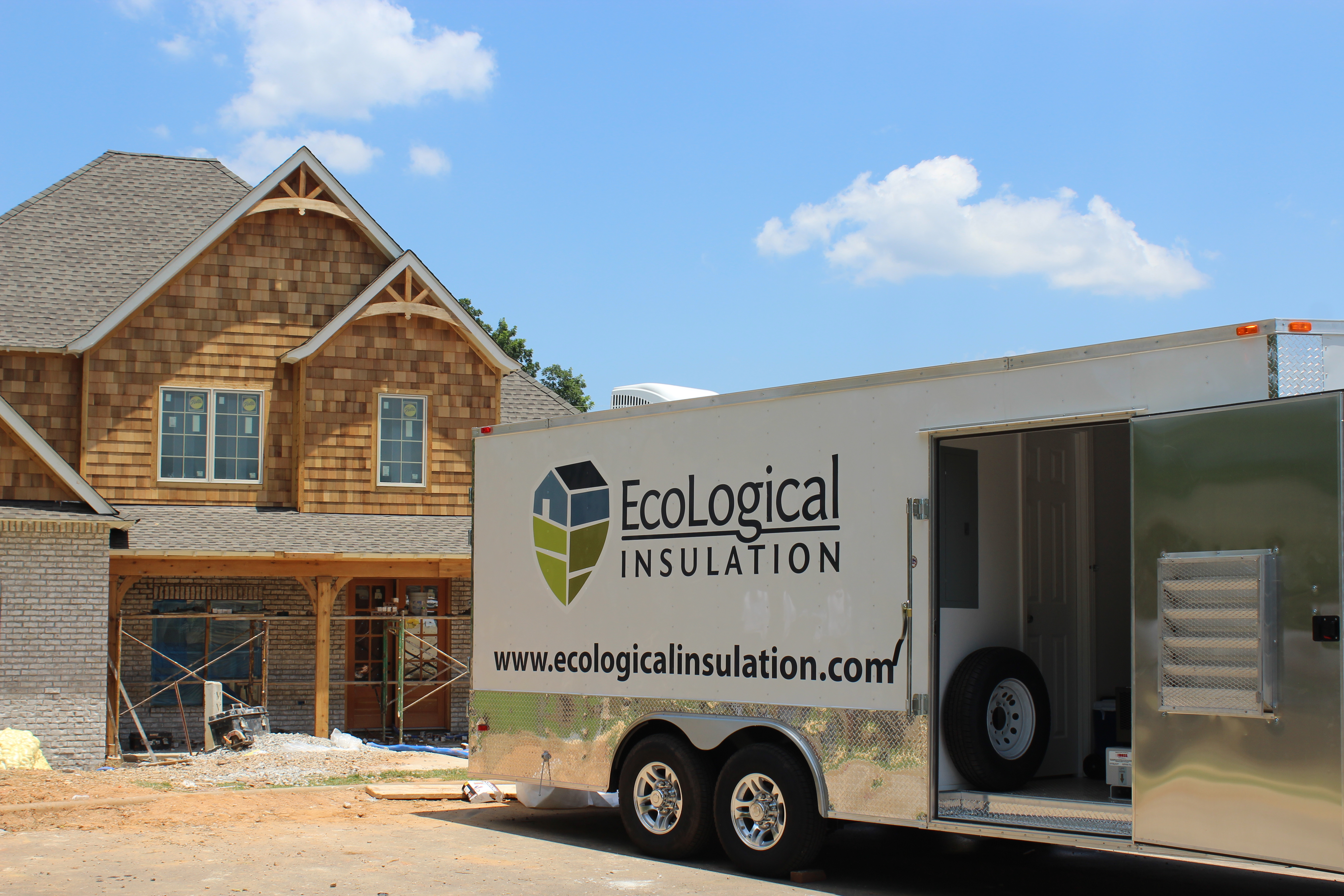 EcoLogical Insulation trailer at residential construction project