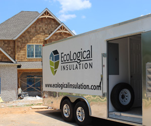 EcoLogical Insulation trailer on site at a residential project