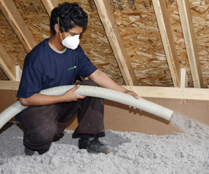Cellulose insulation installation in attic